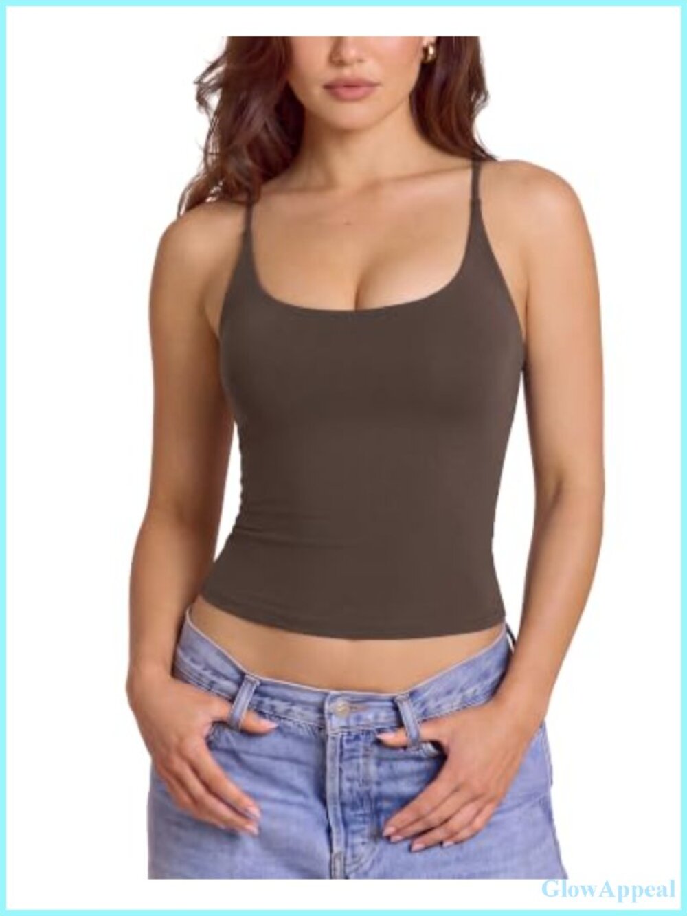Padded Scoop Neck Tank Top Double Lined Sleeveless Camisole Going Out Basic